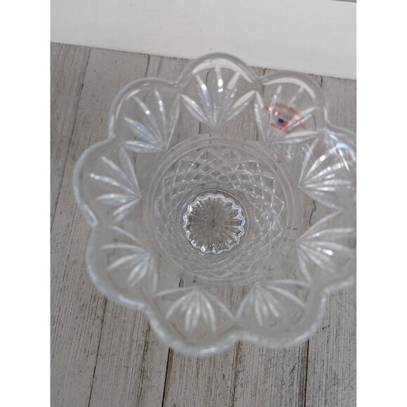 Vintage Crystal Vase Cut Glass Pineapple Fan 5" Tall Teleflora Clear - Picture 4 of 6